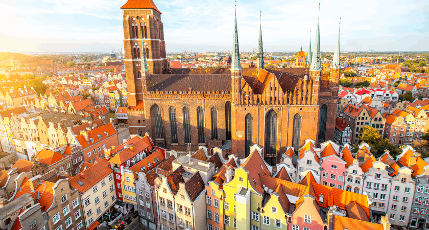 Gdaňsk výhled na město Gdansk city view